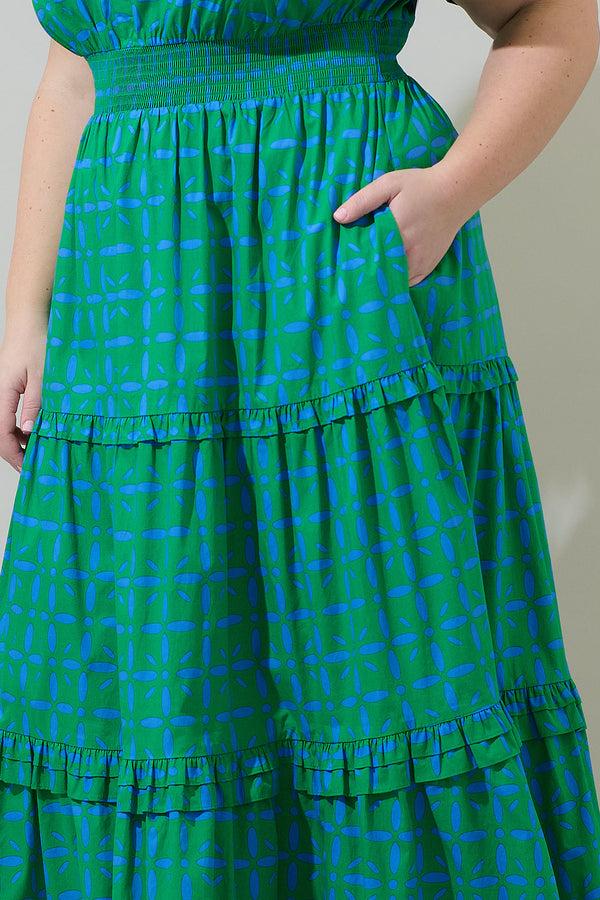 Sugarlips Prism Play Palmer Poplin Tiered Maxi Dress Curve