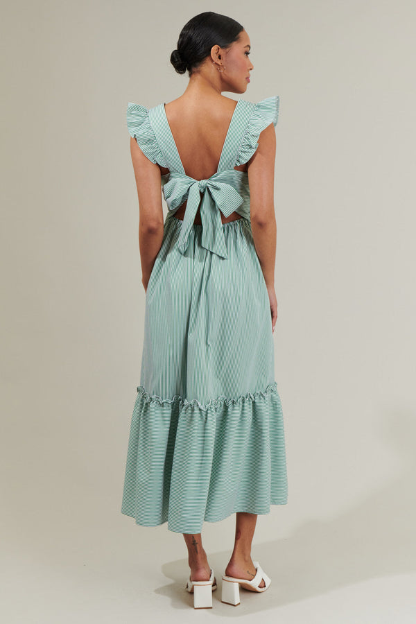 Sugarlips Quiana Striped Avila Poplin Tie Back Midi Dress