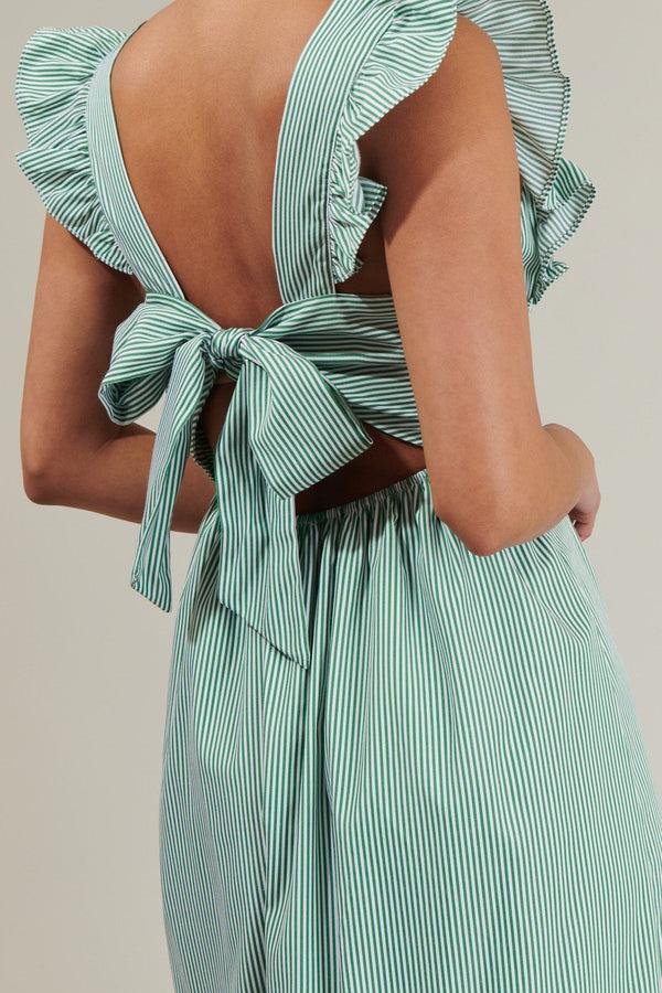 Sugarlips Quiana Striped Avila Poplin Tie Back Midi Dress