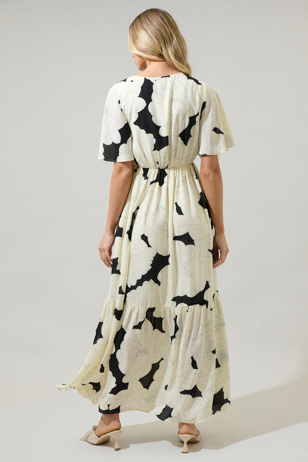 Sugarlips Quinsy Floral Pismo Button Down Flutter Maxi Dress