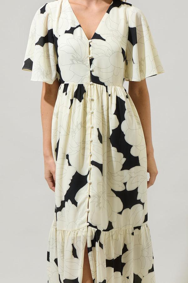 Sugarlips Quinsy Floral Pismo Button Down Flutter Maxi Dress