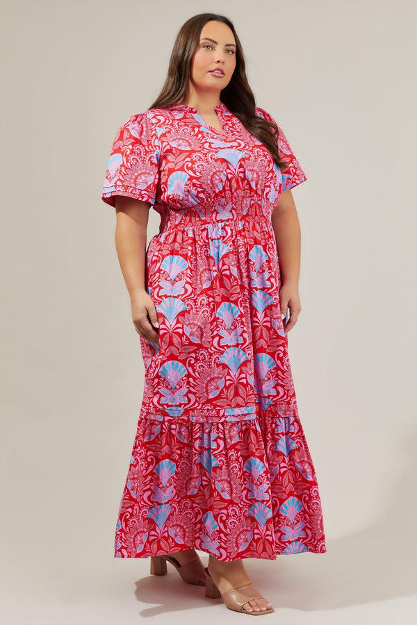 Sugarlips Radiant Floral Belraj Poplin Maxi Dress Curve
