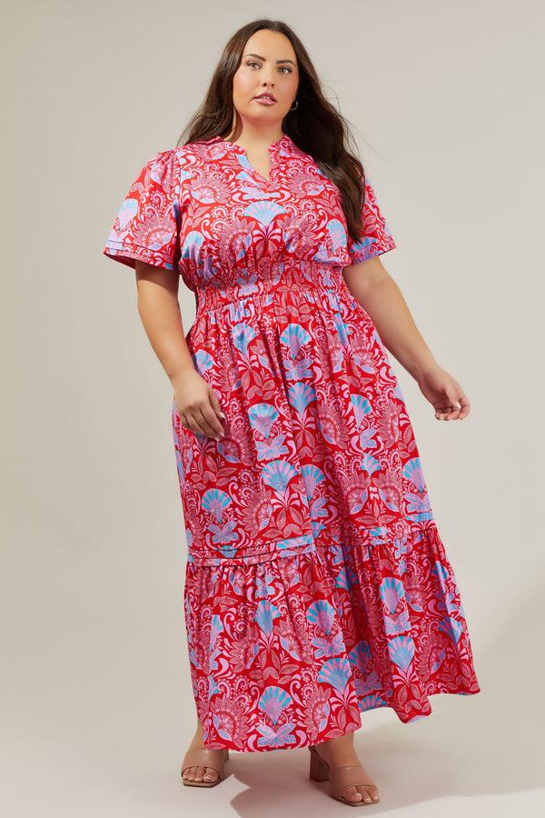 Sugarlips Radiant Floral Belraj Poplin Maxi Dress Curve