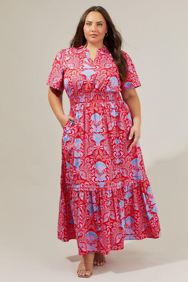 sugarlips Radiant Floral Belraj Poplin Maxi Dress Curve