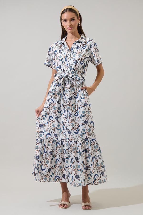 Sugarlips Ralston Floral Valery Button Down Maxi Dress