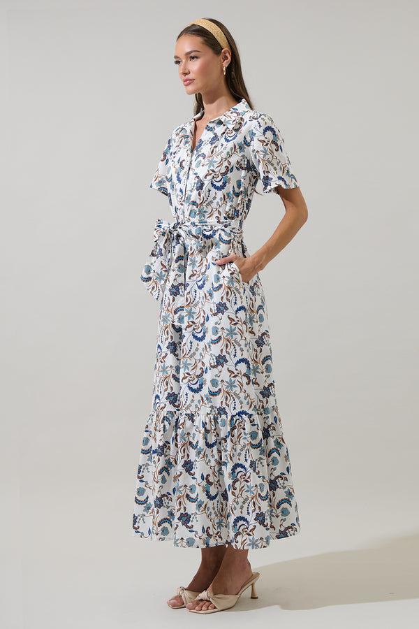 Sugarlips Ralston Floral Valery Button Down Maxi Dress