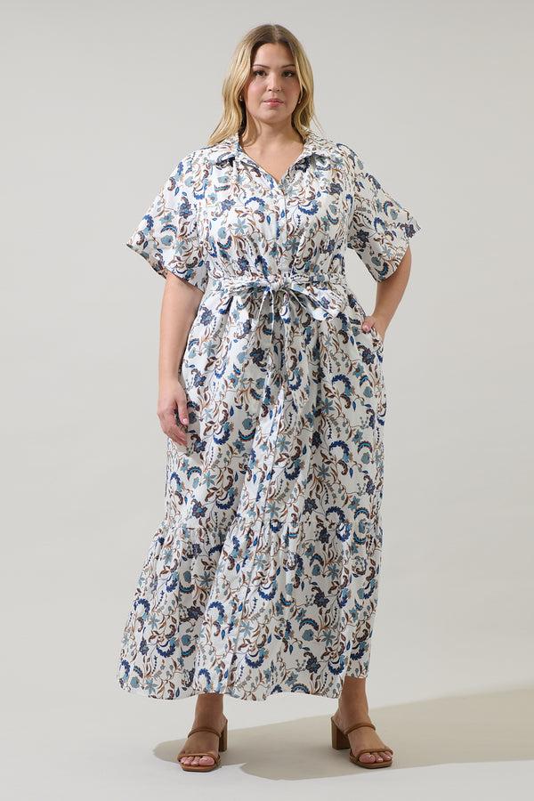 sugarlips Ralston Floral Valery Button Down Maxi Dress Curve