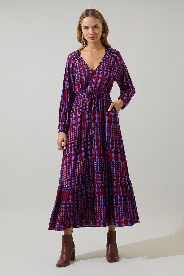 Sugarlips Ramsay Abstract Larrie Button Down Maxi Dress