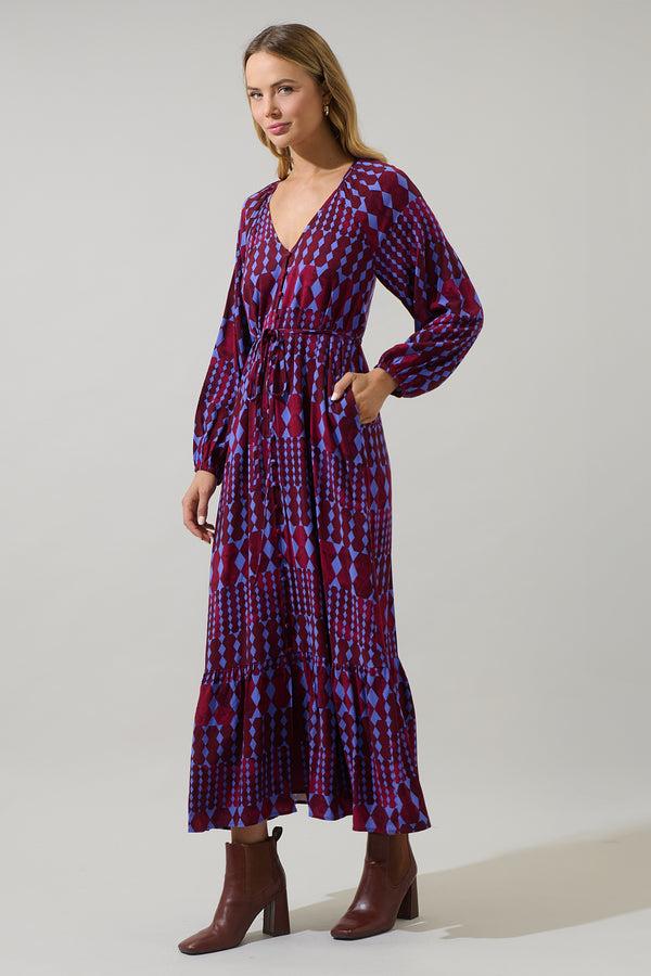 Sugarlips Ramsay Abstract Larrie Button Down Maxi Dress