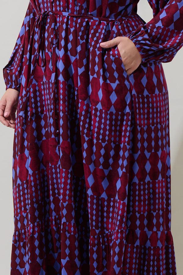 Sugarlips Ramsay Abstract Larrie Button Down Maxi Dress Curve