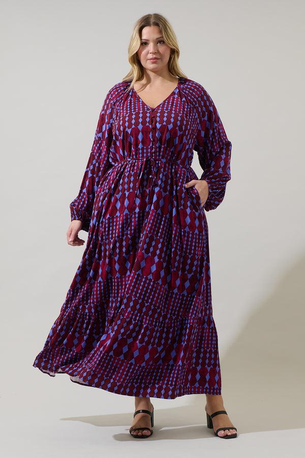 sugarlips Ramsay Abstract Larrie Button Down Maxi Dress Curve