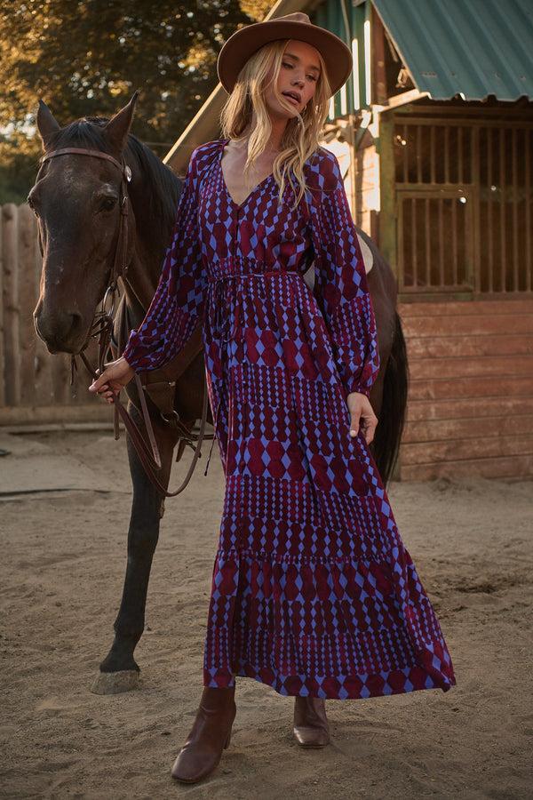 sugarlips Ramsay Abstract Larrie Button Down Maxi Dress