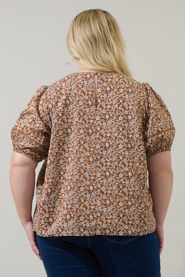 Sugarlips Ramsey Ditsy Mawlin Puff Sleeve Blouse Curve
