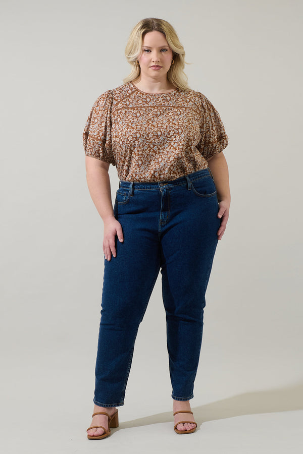 Sugarlips Ramsey Ditsy Mawlin Puff Sleeve Blouse Curve