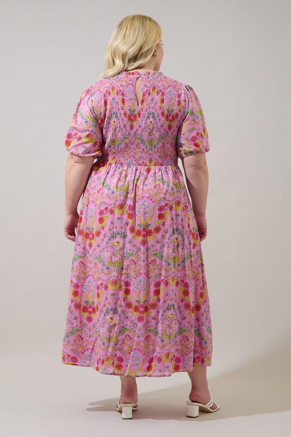 Sugarlips Ramsie Floral Bermy Smocked Maxi Dress Curve