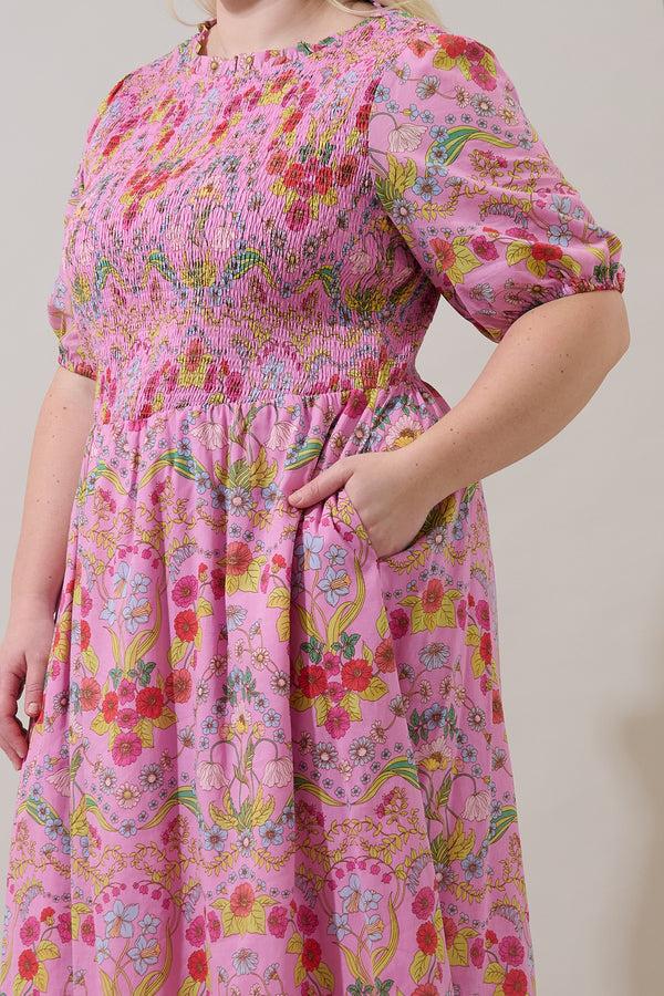 Sugarlips Ramsie Floral Bermy Smocked Maxi Dress Curve