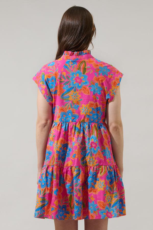 Sugarlips Ranchero Floral Janelly Poplin Tiered Mini Dress