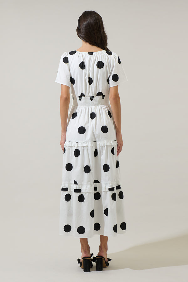 Sugarlips Randal Polka Dot Palmer Poplin Tiered Maxi Dress
