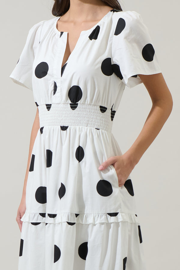 Sugarlips Randal Polka Dot Palmer Poplin Tiered Maxi Dress