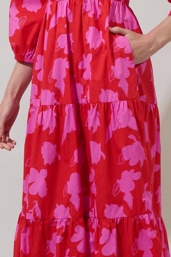 Sugarlips Raspberry Bliss Brighton Smocked Poplin Maxi Dress