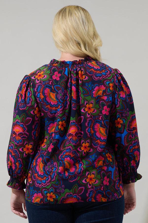 Sugarlips Raveena Midnight Groover Split Neck Blouse Curve
