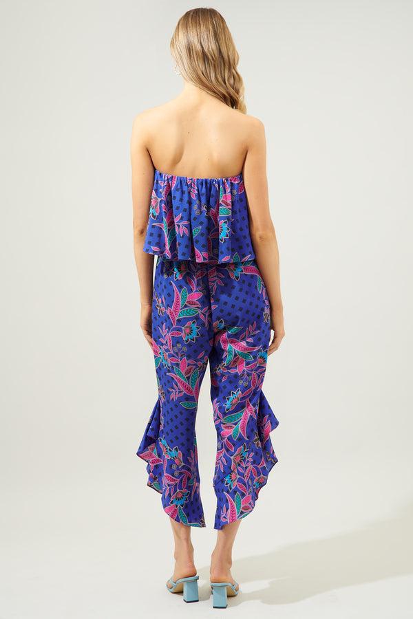Sugarlips Rayanne Indigo Lanah Strapless Ruffle Jumpsuit