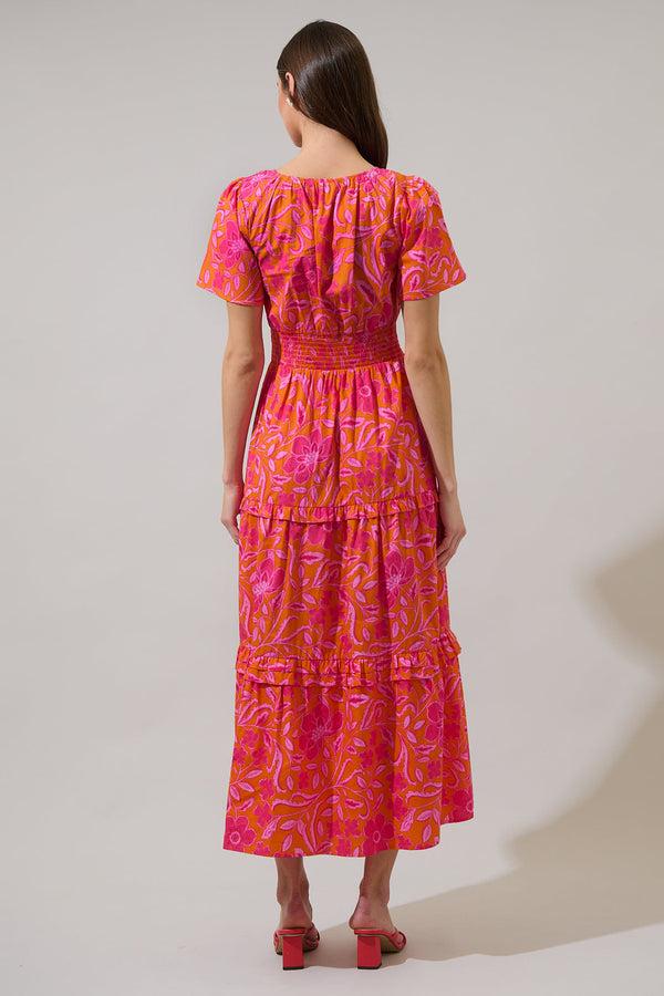 Sugarlips Rea Floral Palmer Poplin Tiered Maxi Dress