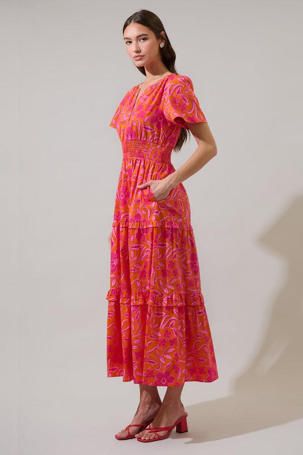 Sugarlips Rea Floral Palmer Poplin Tiered Maxi Dress
