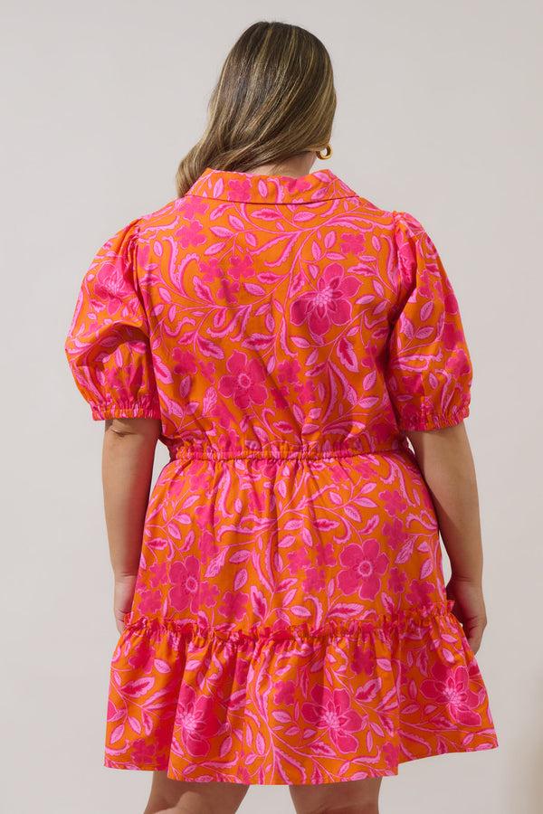 Sugarlips Rea Floral Stacie Button Down Mini Dress Curve