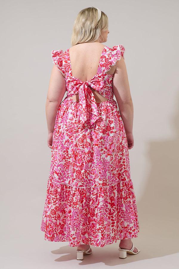Sugarlips Reidy Floral Mawar Ruffle Maxi Dress Curve