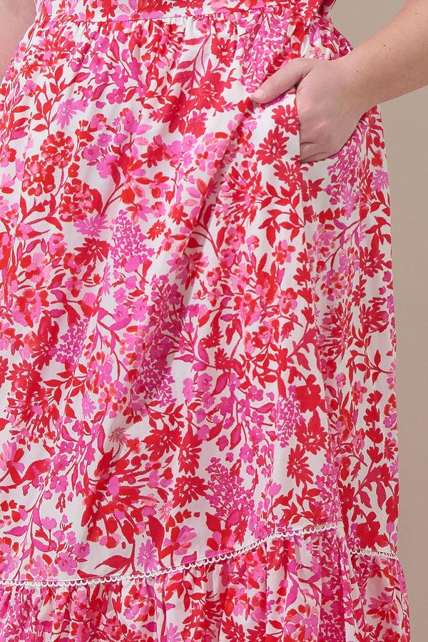 Sugarlips Reidy Floral Mawar Ruffle Maxi Dress Curve