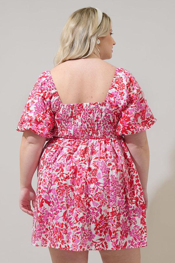 Sugarlips Reidy Floral Samia Smocked Mini Dress Curve