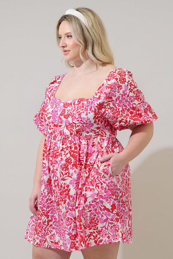 Sugarlips Reidy Floral Samia Smocked Mini Dress Curve