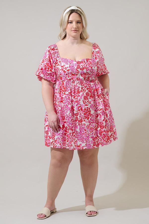 Sugarlips Reidy Floral Samia Smocked Mini Dress Curve