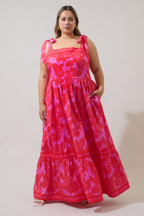 sugarlips Rency Floral Pime Smocked Maxi Dress Curve