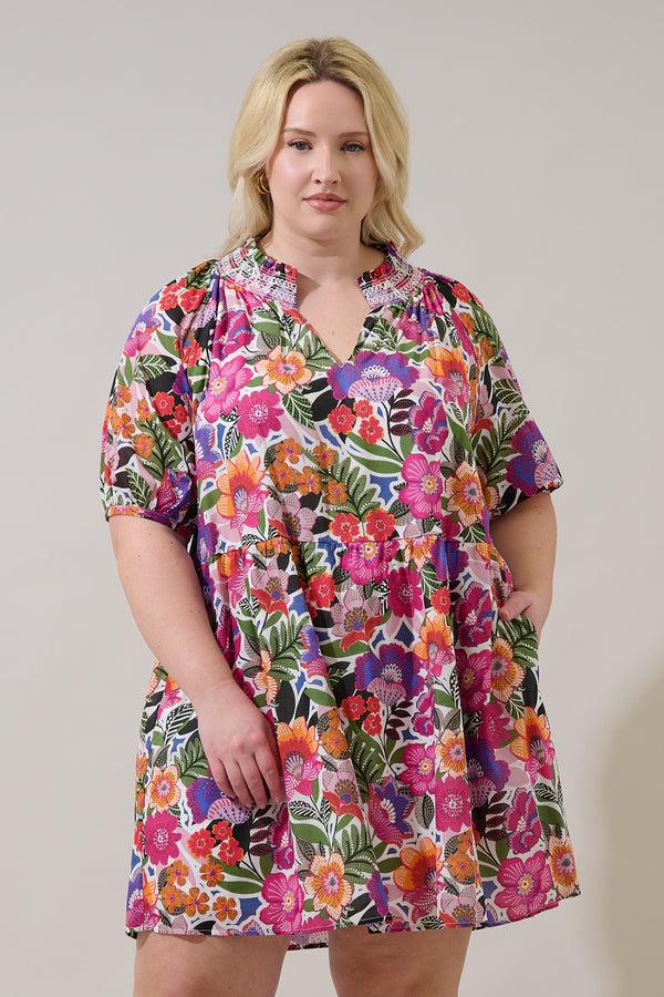 sugarlips Rendal Floral Jesse Babydoll Mini Dress Curve