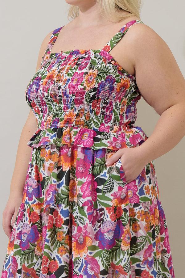Sugarlips Rendal Floral Lindsy Smocked Maxi Dress Curve