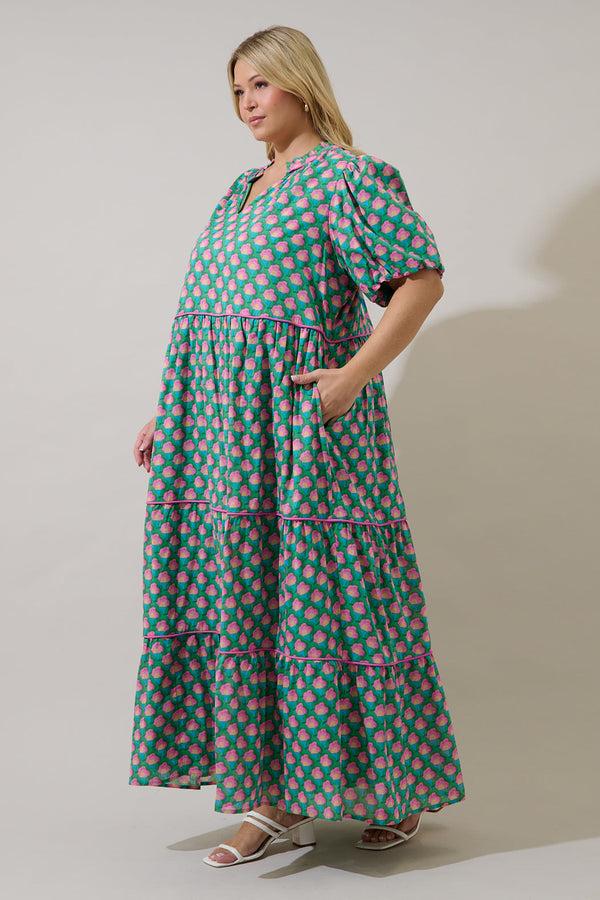 Sugarlips Renley Tiered Maxi Dress Gercy Abstract Curve