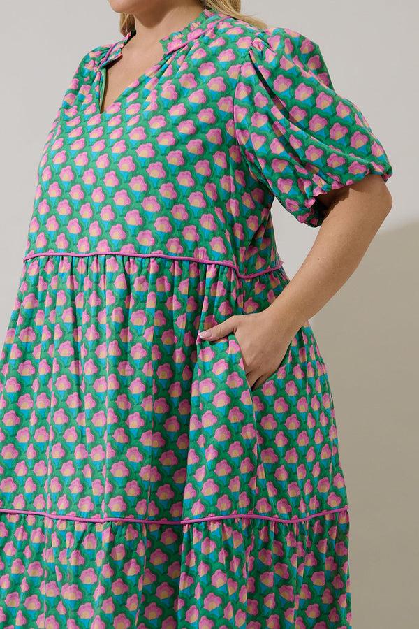 Sugarlips Renley Tiered Maxi Dress Gercy Abstract Curve