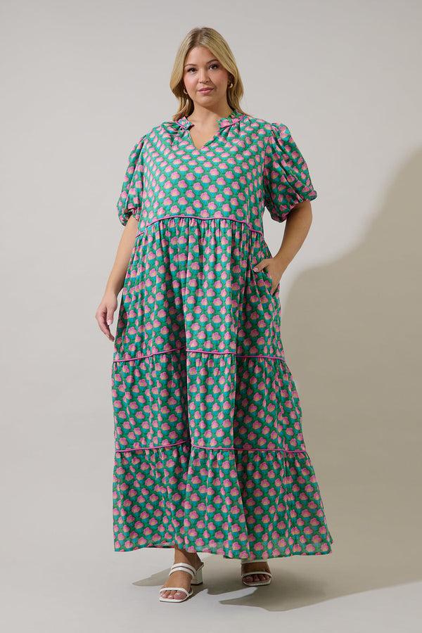 sugarlips Renley Tiered Maxi Dress Gercy Abstract Curve