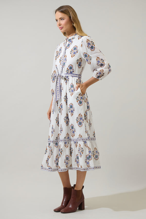 Sugarlips Rennie Floral Darny Long Sleeve Midi Dress