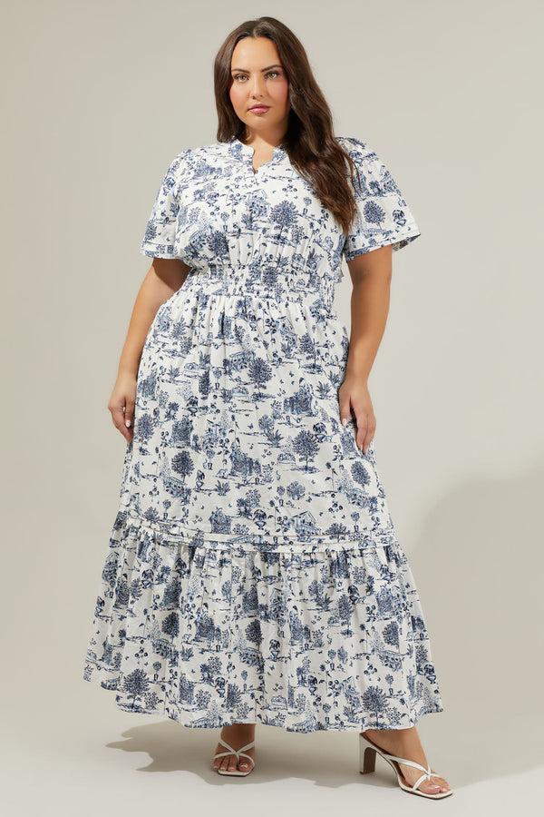 Sugarlips Renzo Toile Belraj Poplin Maxi Dress Curve
