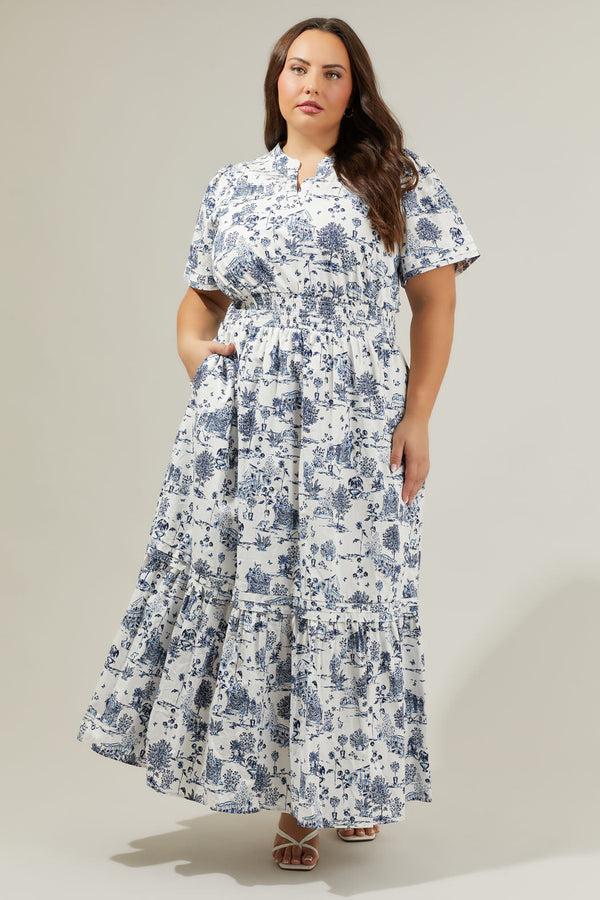 sugarlips Renzo Toile Belraj Poplin Maxi Dress Curve