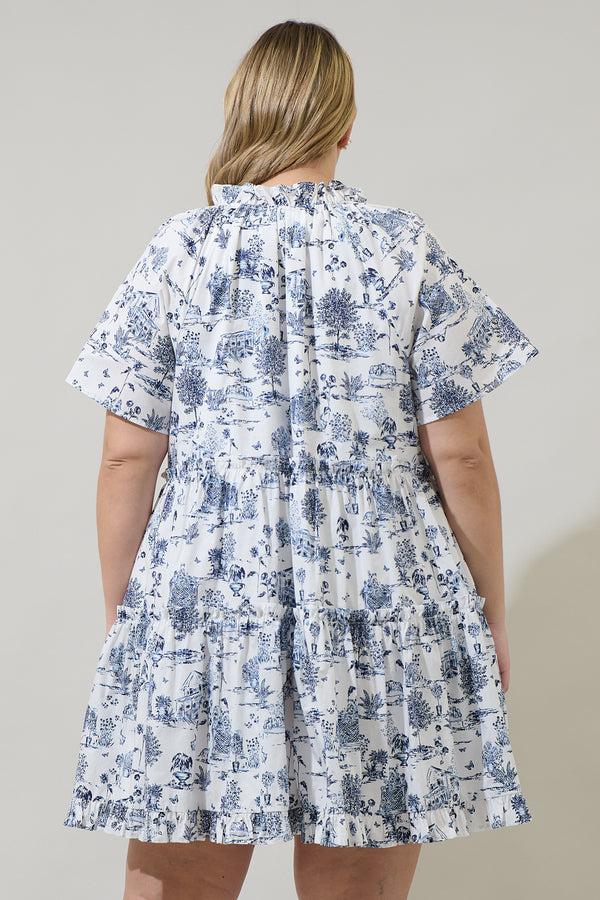 Sugarlips Renzo Toile Pallas Poplin Tiered Mini Dress Curve