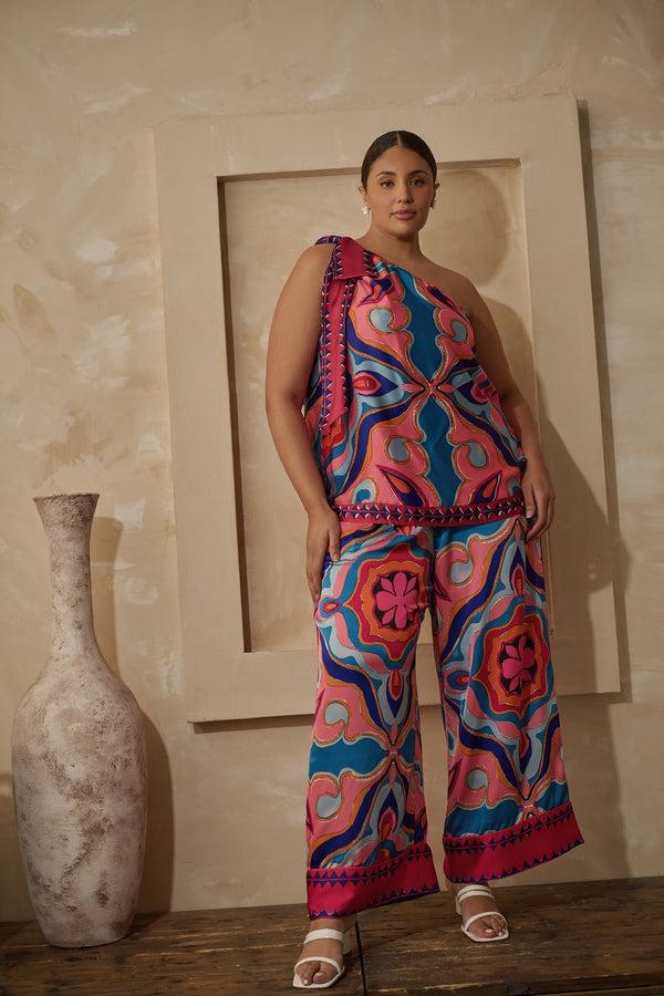 Sugarlips Reyan Abstract Trinity Trio One Shoulder Top Curve