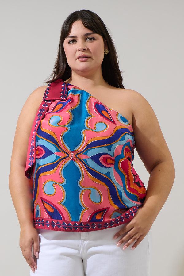 Sugarlips Reyan Abstract Trinity Trio One Shoulder Top Curve