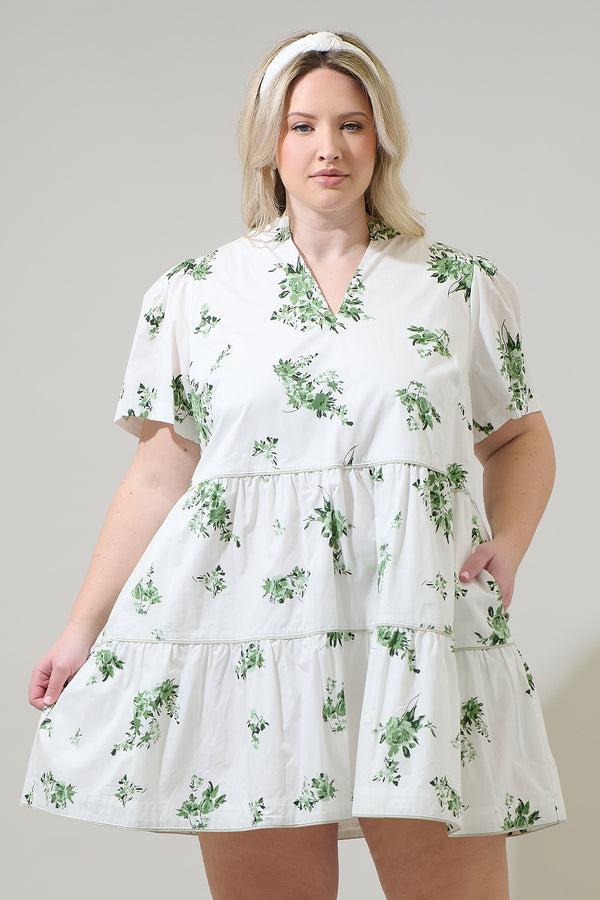 sugarlips Ria Floral Candace Tiered Mini Dress Curve