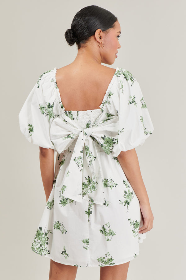 Sugarlips Ria Floral Marion Puff Sleeve Babydoll Mini Dress