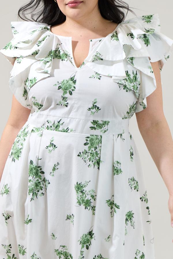 Sugarlips Ria Floral Santana Tie Back Midi Dress Curve