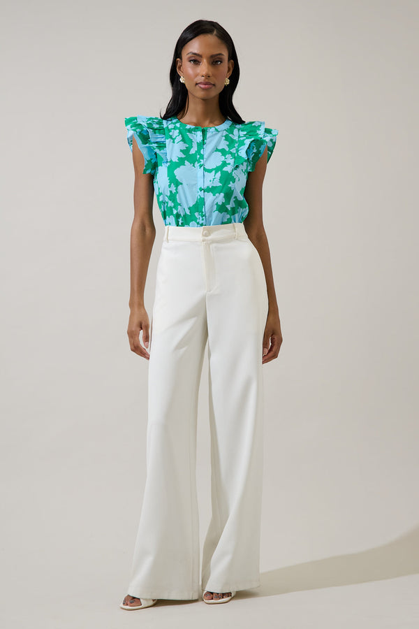 Sugarlips Riona Floral Sammi Button Down Ruffle Top